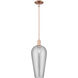 Chelsea 1 Light 8 inch Antique Copper Mini Pendant Ceiling Light in Light Smoke Deco Swirl Glass