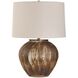 McKinley 22.5 inch 150 watt White and Chocolate Brown with Antique Brass Table Lamp Portable Light