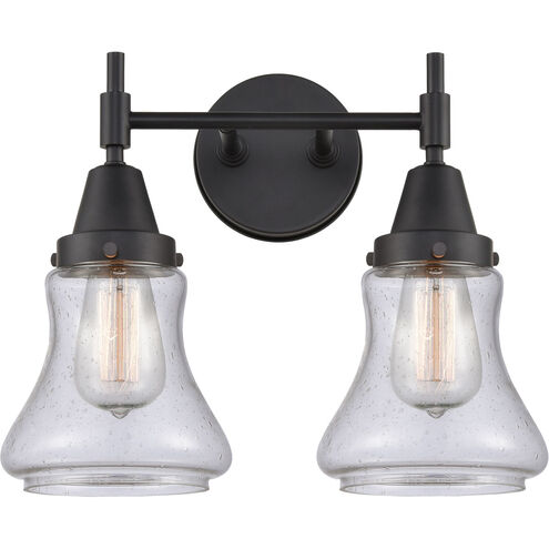 Caden LED 15 inch Matte Black Bath Vanity Light Wall Light in Seedy Glass