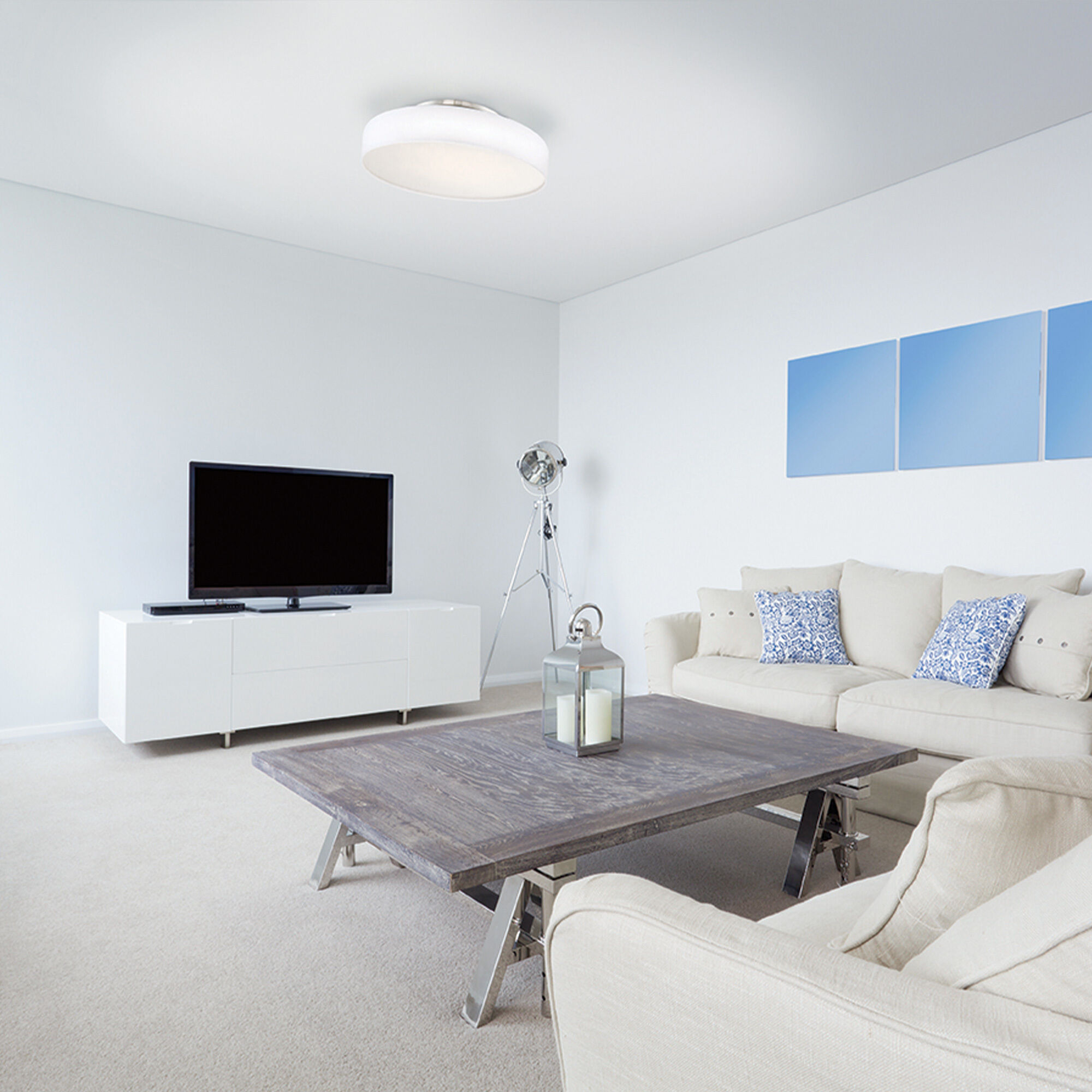 Manhattan LED 26 inch Brushed Nickel Semi-Flush Mount Ceiling Light, dweLED