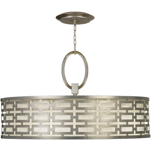Allegretto 5 Light 40 inch Silver Pendant Ceiling Light in White Textured Linen