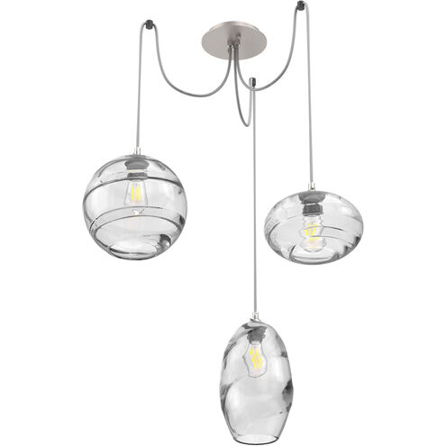 Misto 3 Light 15.5 inch Metallic Beige Silver Swag Multi-Pendant Ceiling Light in Clear Optic