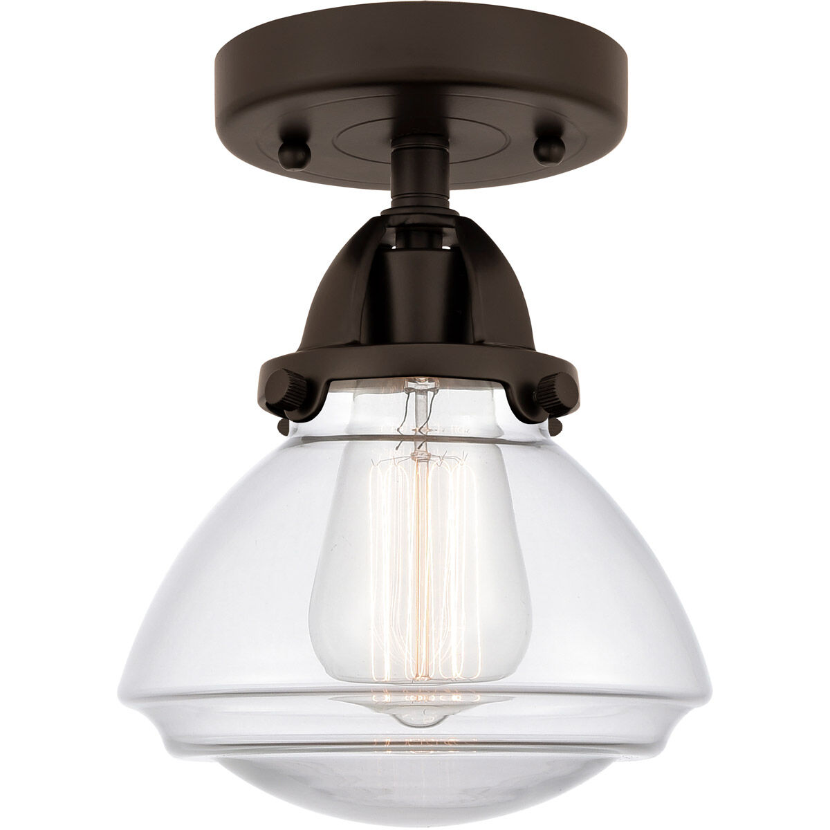 Nouveau 2 Olean LED 7 inch Oil Rubbed Bronze Semi-Flush Mount Ceiling Light in Clear Glass