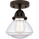 Nouveau 2 Olean LED 7 inch Oil Rubbed Bronze Semi-Flush Mount Ceiling Light in Clear Glass