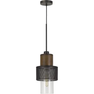Mckee 1 Light 8 inch Wood with Black Pendant Ceiling Light