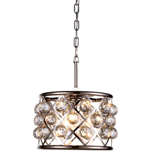 Madison 3 Light 12 inch Polished Nickel Pendant Ceiling Light in Clear, Faceted Royal Cut, Urban Classic