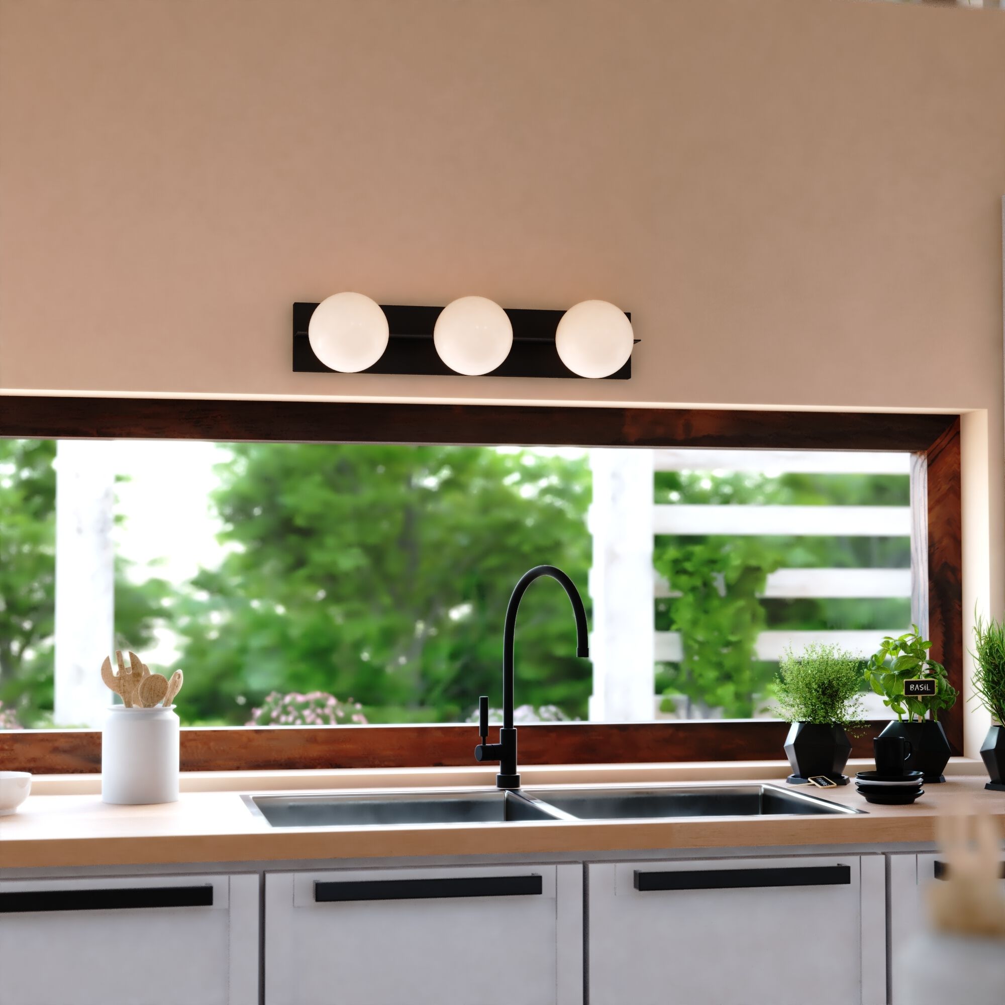 Parkview LED 24 inch Matte Black Bathroom Light Wall Light