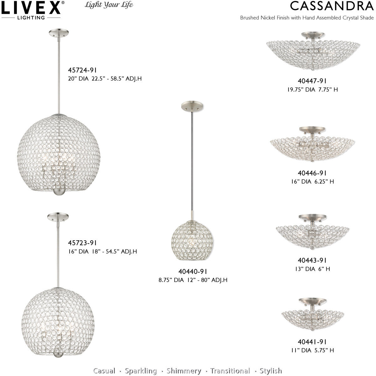 Cassandra 3 Light 16 inch Brushed Nickel Pendant Ceiling Light