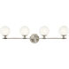 Benno 4 Light 34 inch Polished Nickel Bath Bracket Wall Light, 4 Arm