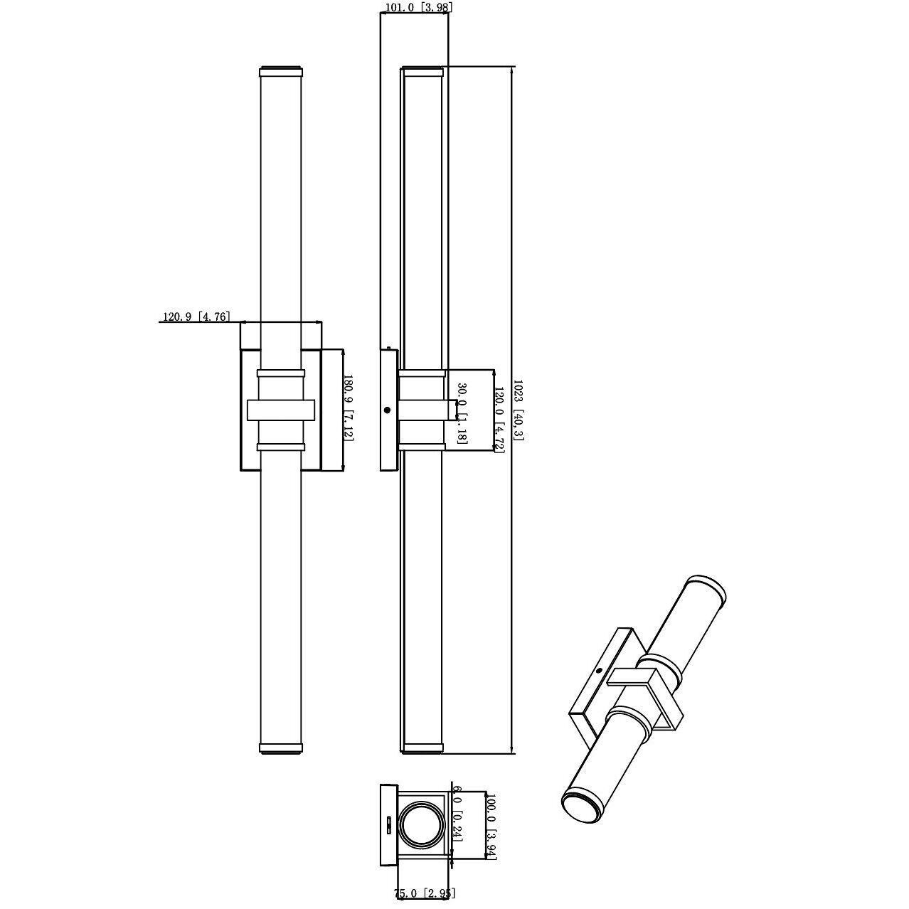 Idris LED 40.5 inch Modern Gold Bath Vanity Wall Light