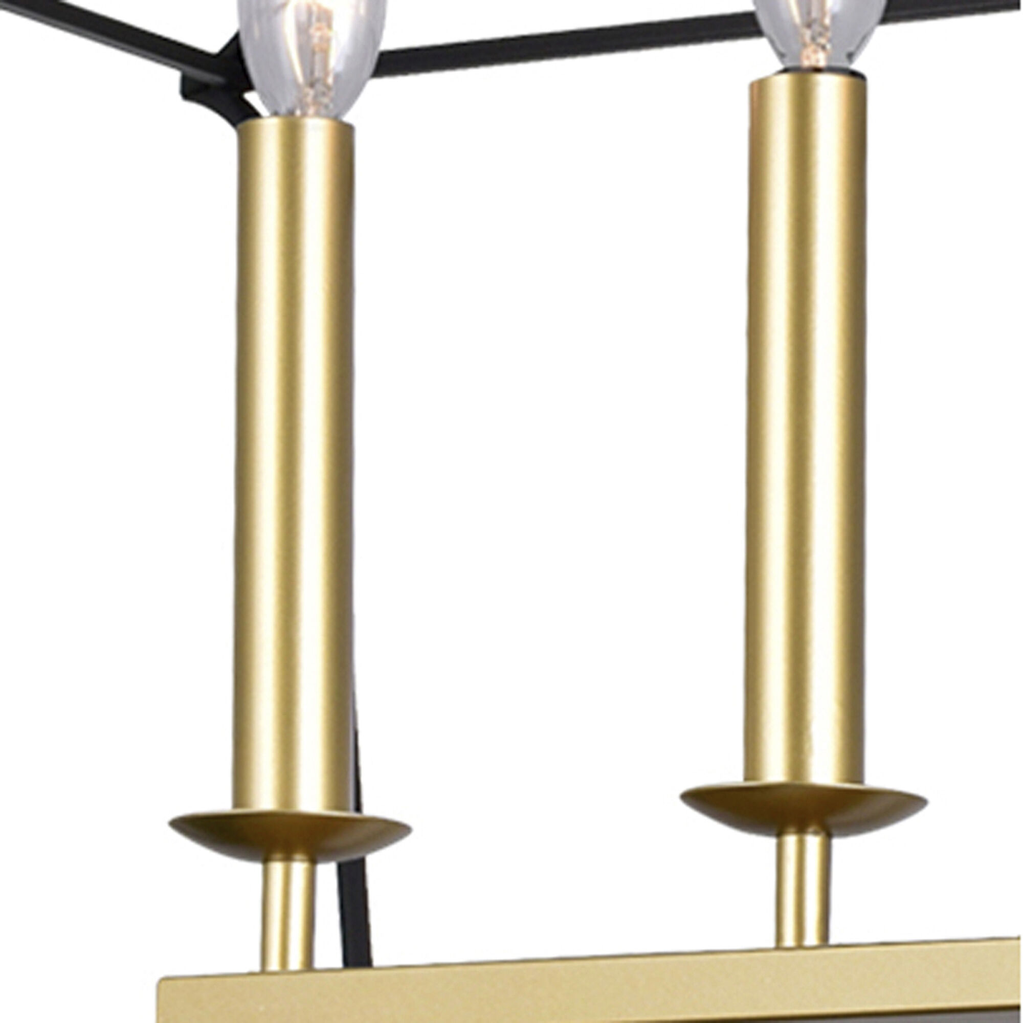 Tudor 6 Light 36 inch Satin Gold and Black Island/Pool Table Light Ceiling Light
