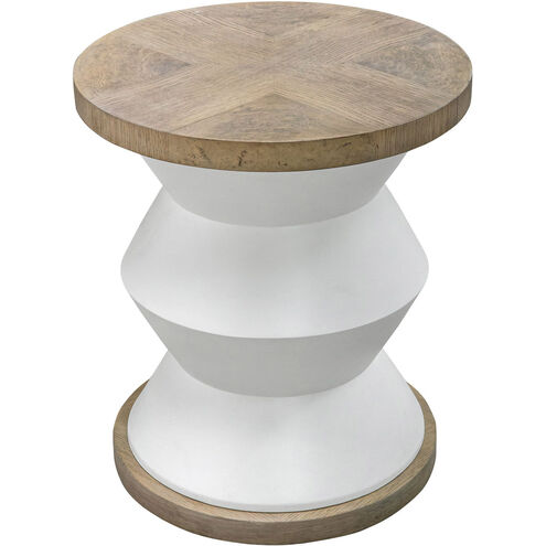 Spool 23 X 20 inch Matte White with Light Honey Toned Stain Side Table