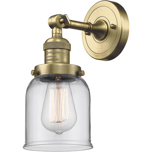 Franklin Restoration Small Bell 1 Light 5 inch Antique Brass Semi-Flush Mount Ceiling Light in Incandescent, Clear Glass, Franklin Restoration