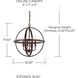 Elijah 4 Light 17 inch Bronze Pendant Ceiling Light