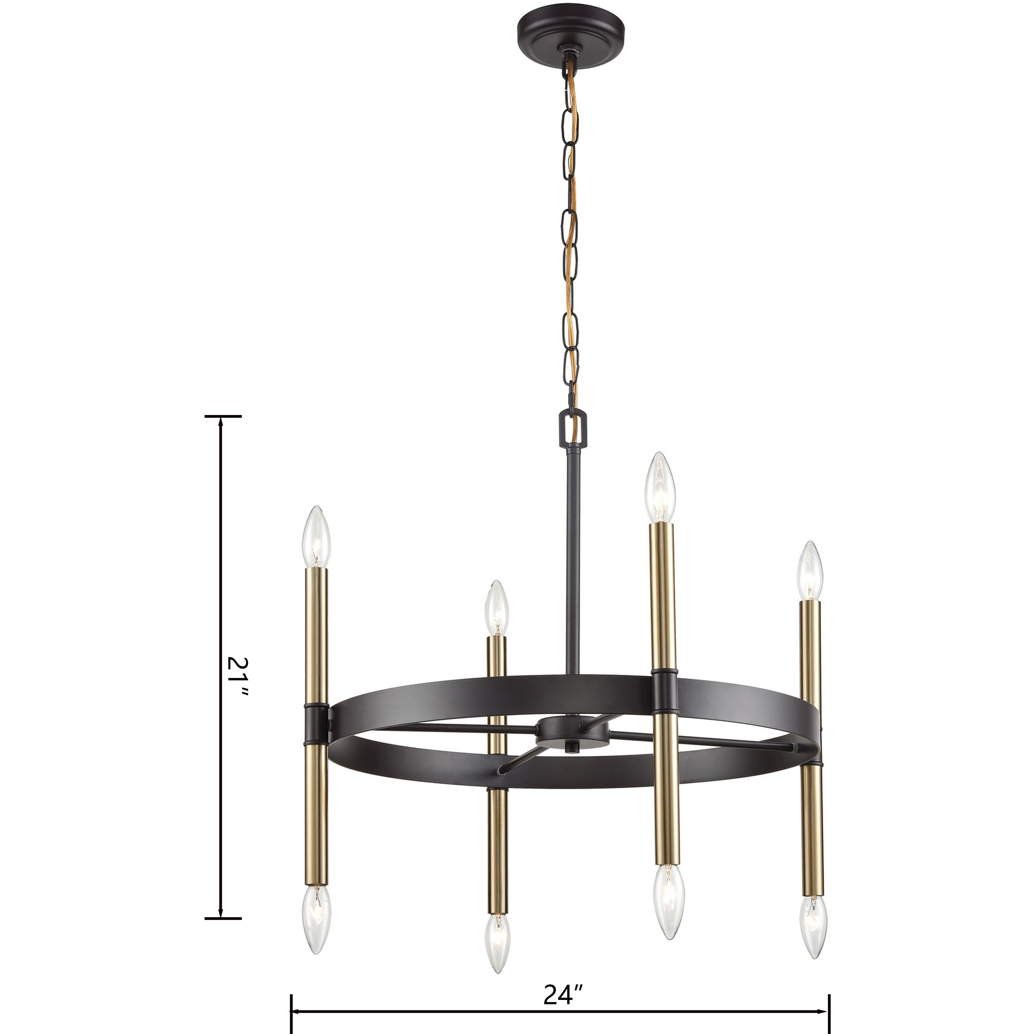 Notre Dame 6 Light 24 inch Oil Rubbed Bronze and Gold Chandelier Ceiling Light