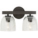 Clive 2 Light 15.5 inch Carbon Grey and Black Iron Vanity Light Wall Light