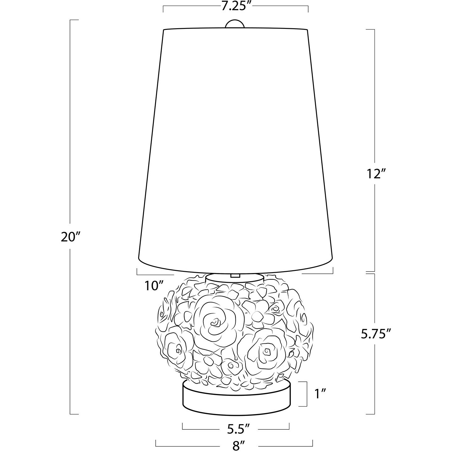 Alice 20 inch 60.00 watt White Mini Lamp Portable Light