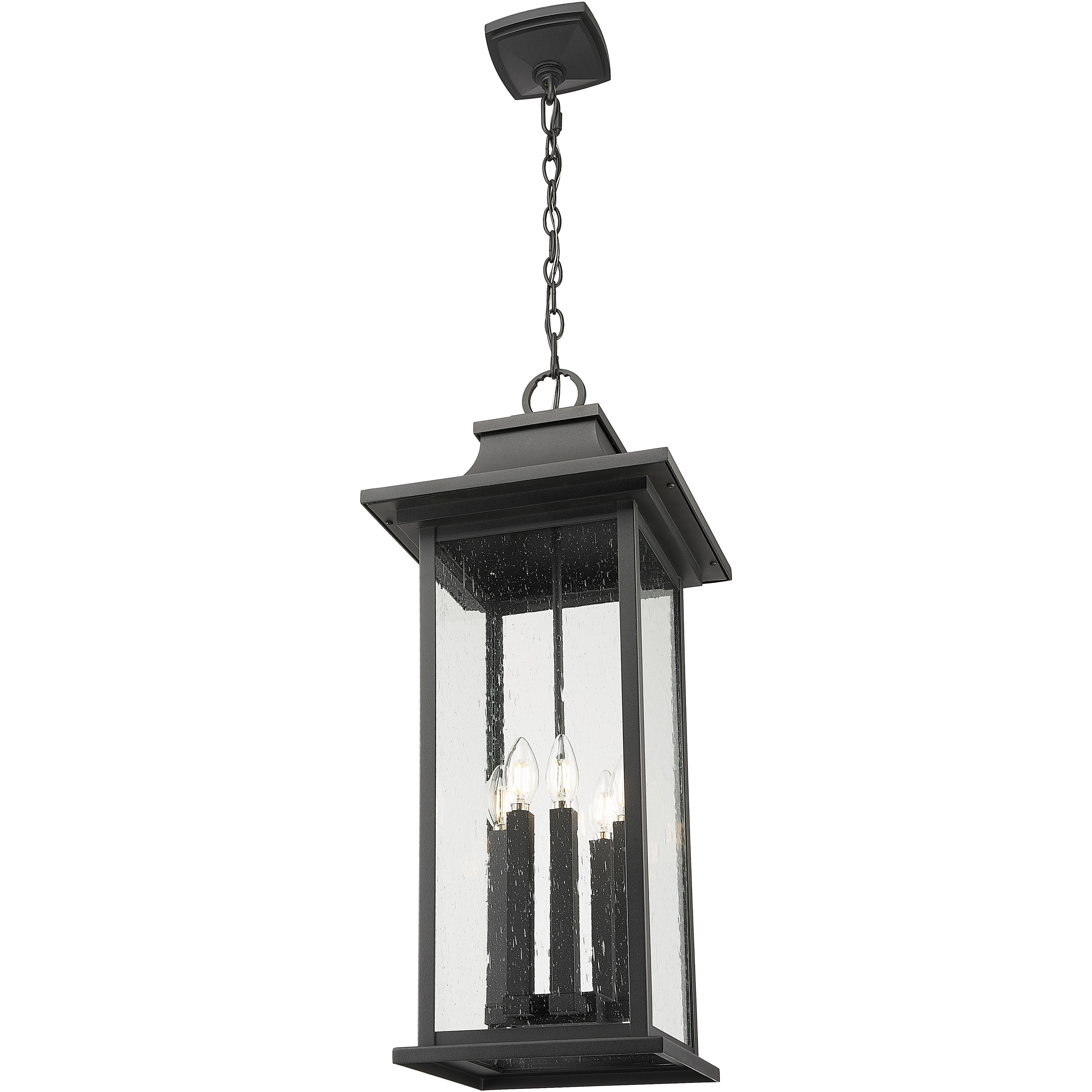 Tiberius 6 Light 12 inch Black Outdoor Chain Mount Ceiling Fixture