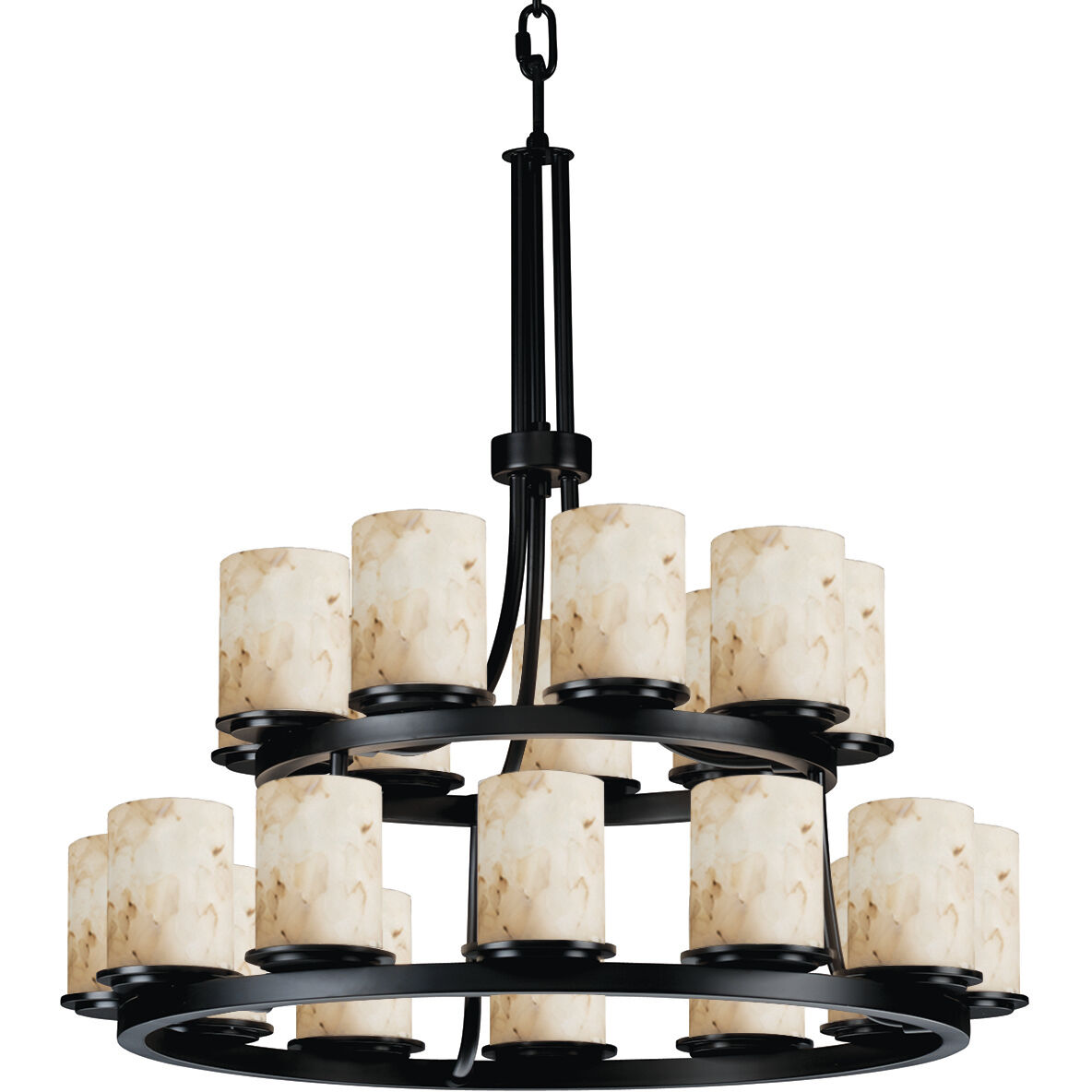 Alabaster Rocks LED 33 inch Matte Black and Clouds Chandelier Ceiling Light, Dakota Family