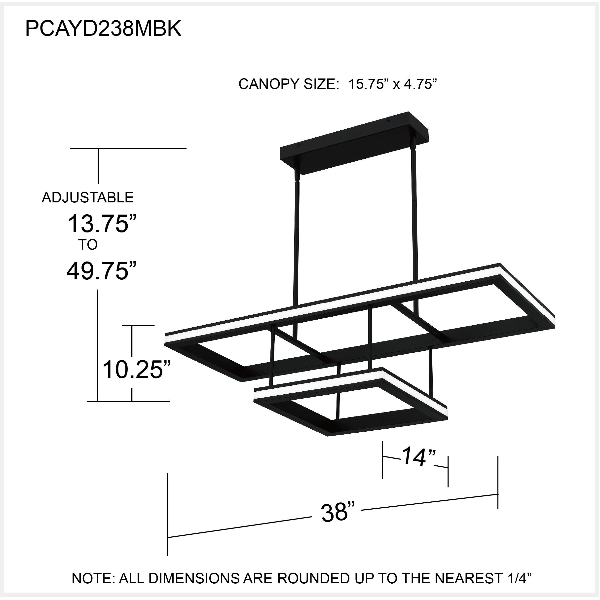 Aydin 37.75 inch Matte Black Island Light Ceiling Light