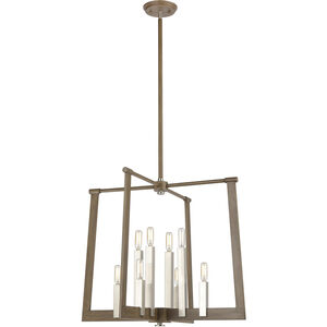 Axis 8 Light 24 inch Light Wood with Satin Nickel Chandelier Ceiling Light