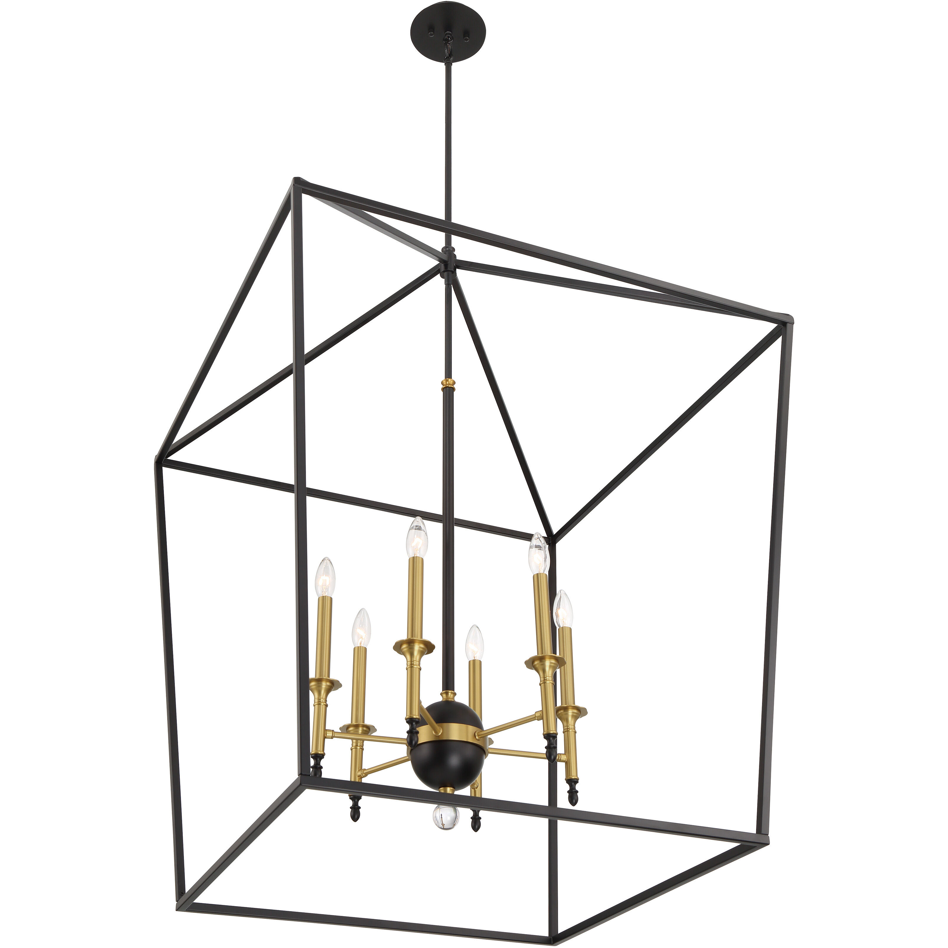 Townhall 6 Light 32 inch Coal/Soft Brass Pendant Ceiling Light