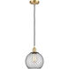 Ballston Farmhouse Chicken Wire 1 Light 8 inch Satin Gold Mini Pendant Ceiling Light, Ballston