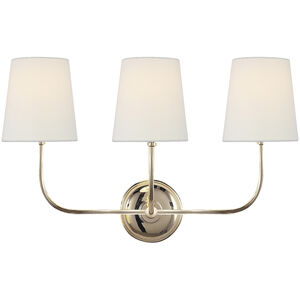 Visual Comfort Signature Collection Thomas O'Brien Vendome 3 Light 22 inch Polished Nickel Triple Sconce Wall Light in Linen TOB2009PN-L - Open Box