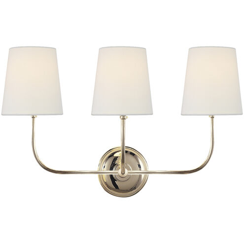 Visual Comfort Signature Collection Thomas O'Brien Vendome 3 Light 22 inch Polished Nickel Triple Sconce Wall Light in Linen TOB2009PN-L - Open Box