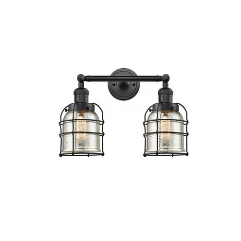 Franklin Restoration Small Bell Cage LED 16 inch Matte Black Bath Vanity Light Wall Light in Silver Plated Mercury Glass, Franklin Restoration