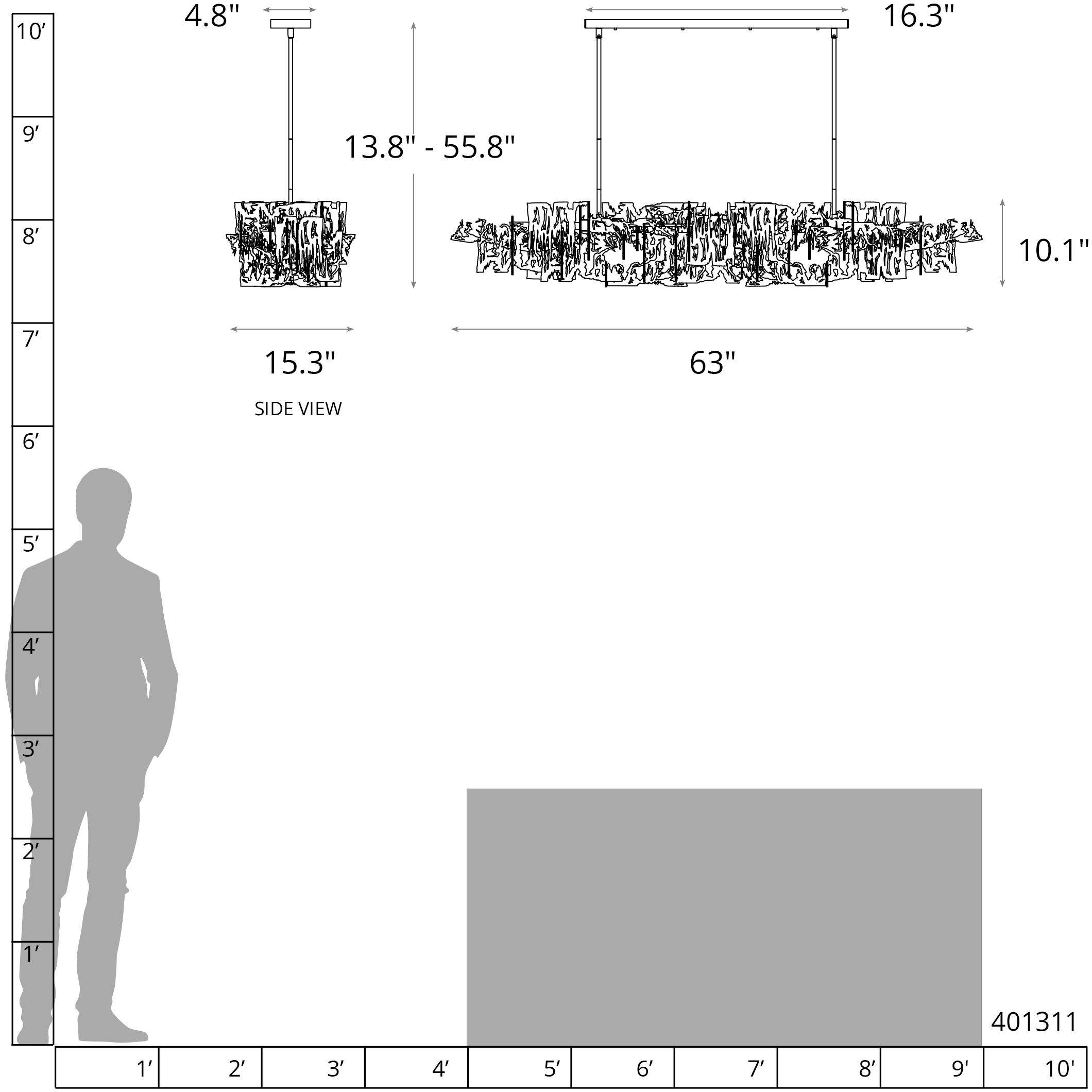 Brutus 6 Light 63 inch Modern Brass Pendant Ceiling Light, Large