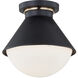 Fusion Collection 1 Light 10 inch Matte Black with Brass Ring Outdoor Semi-Flush, Ravelle Family