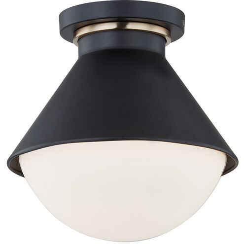 Fusion Collection 1 Light 10 inch Matte Black with Brass Ring Outdoor Semi-Flush, Ravelle Family