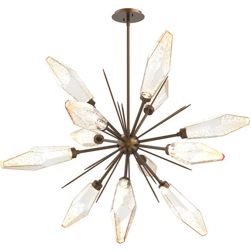 Rock Crystal LED 38.1 inch Flat Bronze Chandelier Ceiling Light in Chilled Amber, 2700K LED, Starburst
