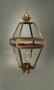 Boston 1 Light 32 inch Antique Brass Post Lantern in Frosted Glass, Chimney, Medium