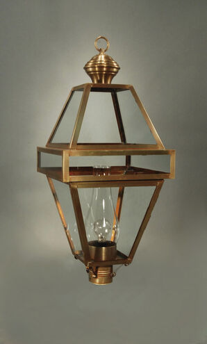 Boston 1 Light 32 inch Antique Brass Post Lantern in Frosted Glass, Chimney, Medium