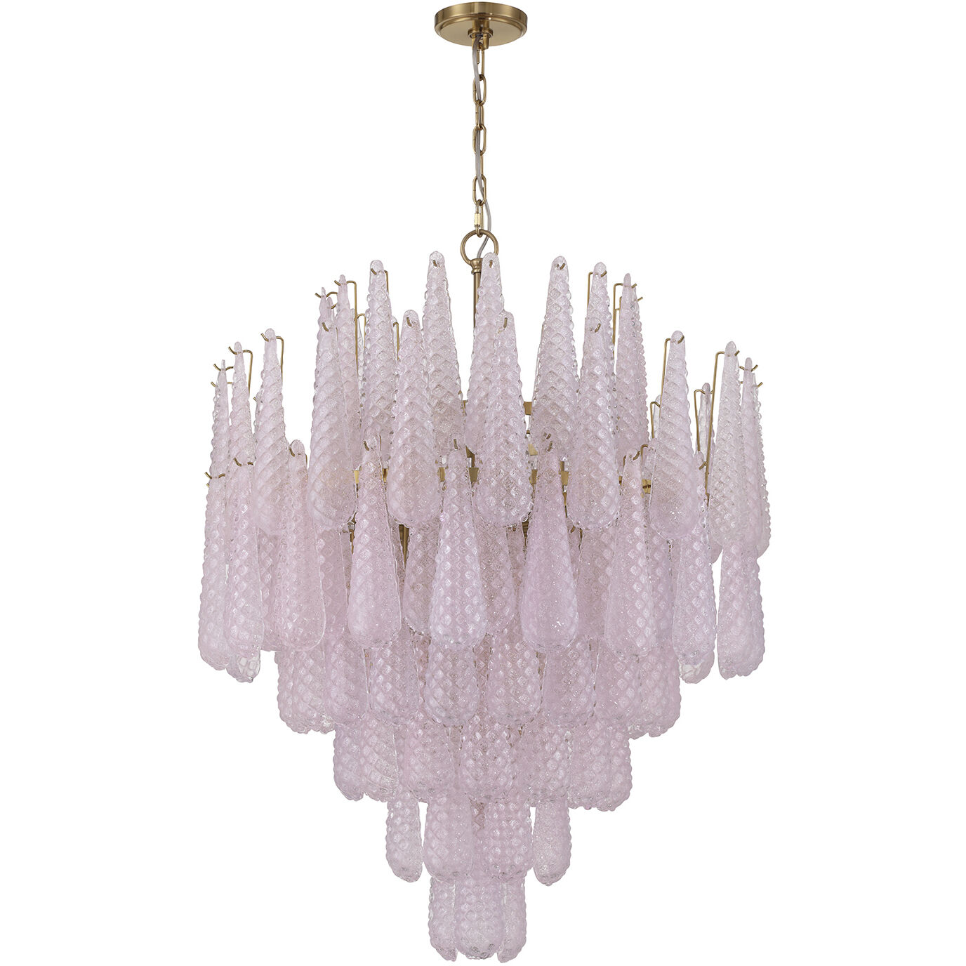Ollie 21 Light 33.25 inch Aged Brass Chandelier Ceiling Light in Sand Glass Blush