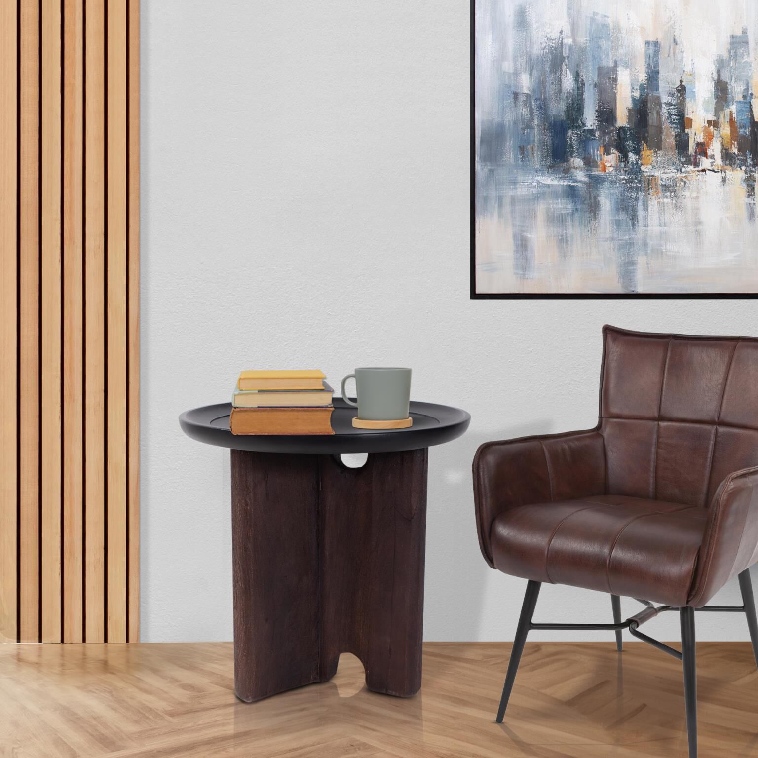 Bollack 24 X 23.75 inch Brown and Black Side Table