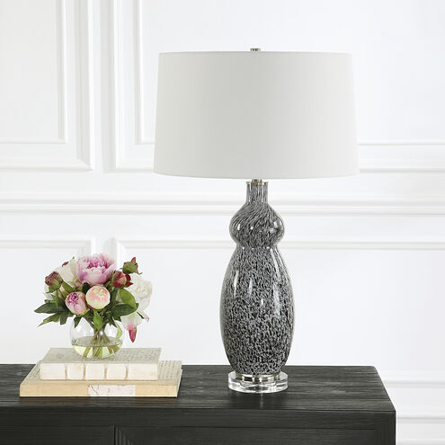 Velino 29 inch 150.00 watt Soft Gray and Mottled Black with Crystal Table Lamp Portable Light