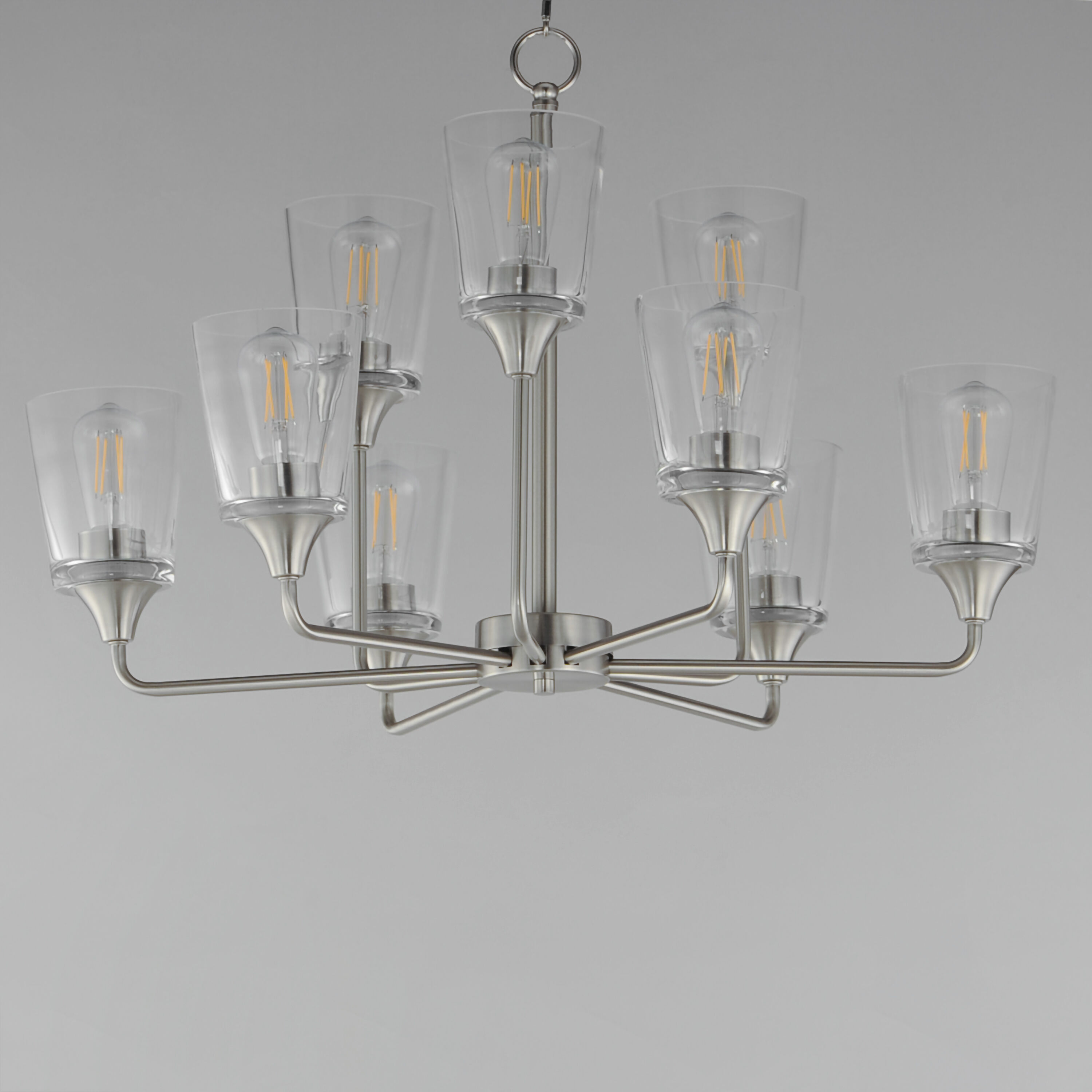 Hudson 9 Light 30 inch Satin Nickel Multi-Tier Chandelier Ceiling Light in Clear