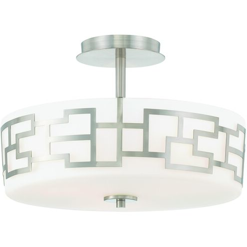 Alecia's Necklace 3 Light 15 inch Brushed Nickel Semi Flush Mount Ceiling Light