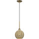 Summervine 1 Light 8 inch Antique Gold Leaf Pendant Ceiling Light, Mini Globe
