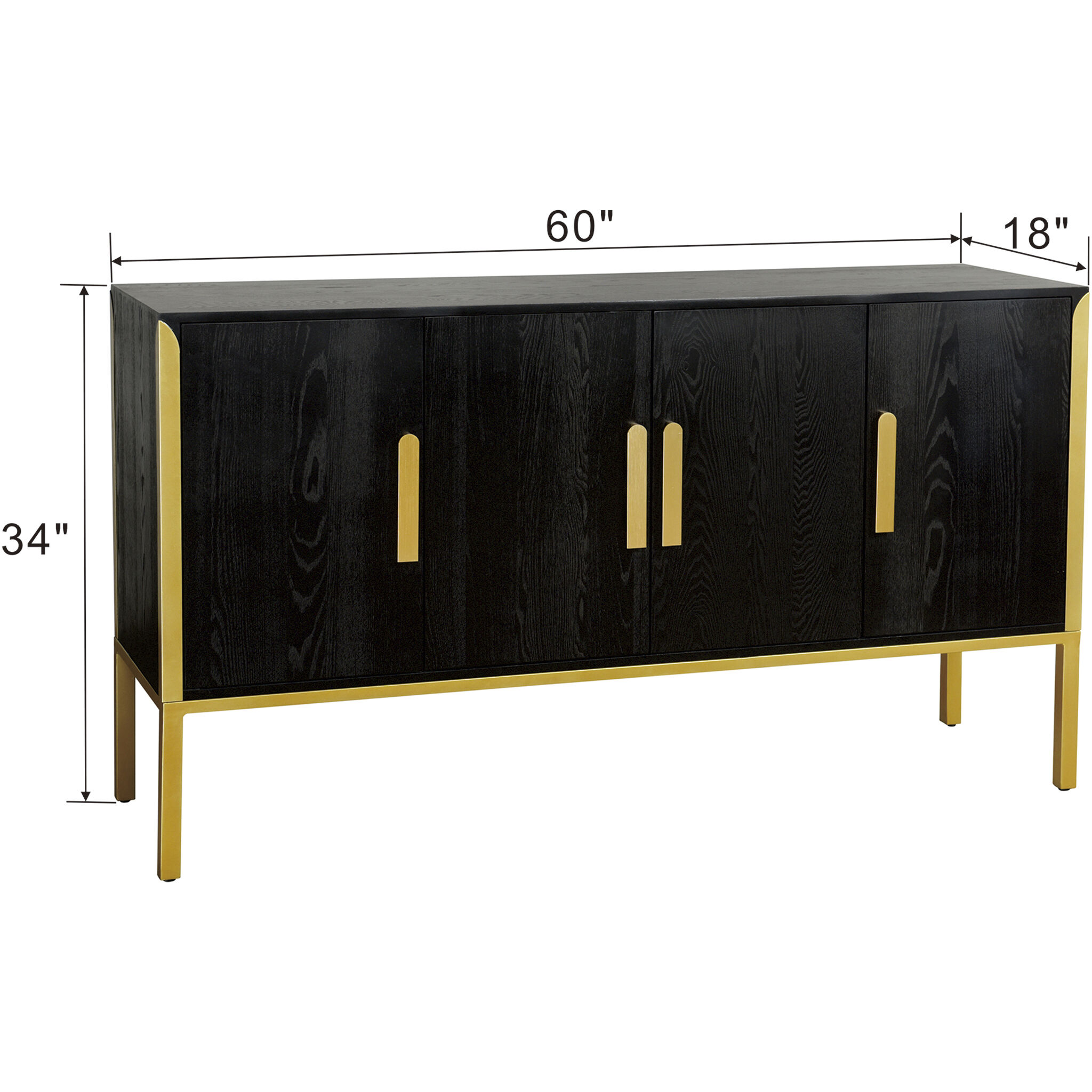 Cameron Black and Brass Gold Coating Cabinet