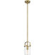 Pilaster II Cylinder 1 Light 5 inch Brushed Brass Pendant Ceiling Light in Clear Glass