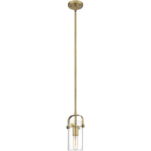 Pilaster II Cylinder 1 Light 5 inch Brushed Brass Pendant Ceiling Light in Clear Glass