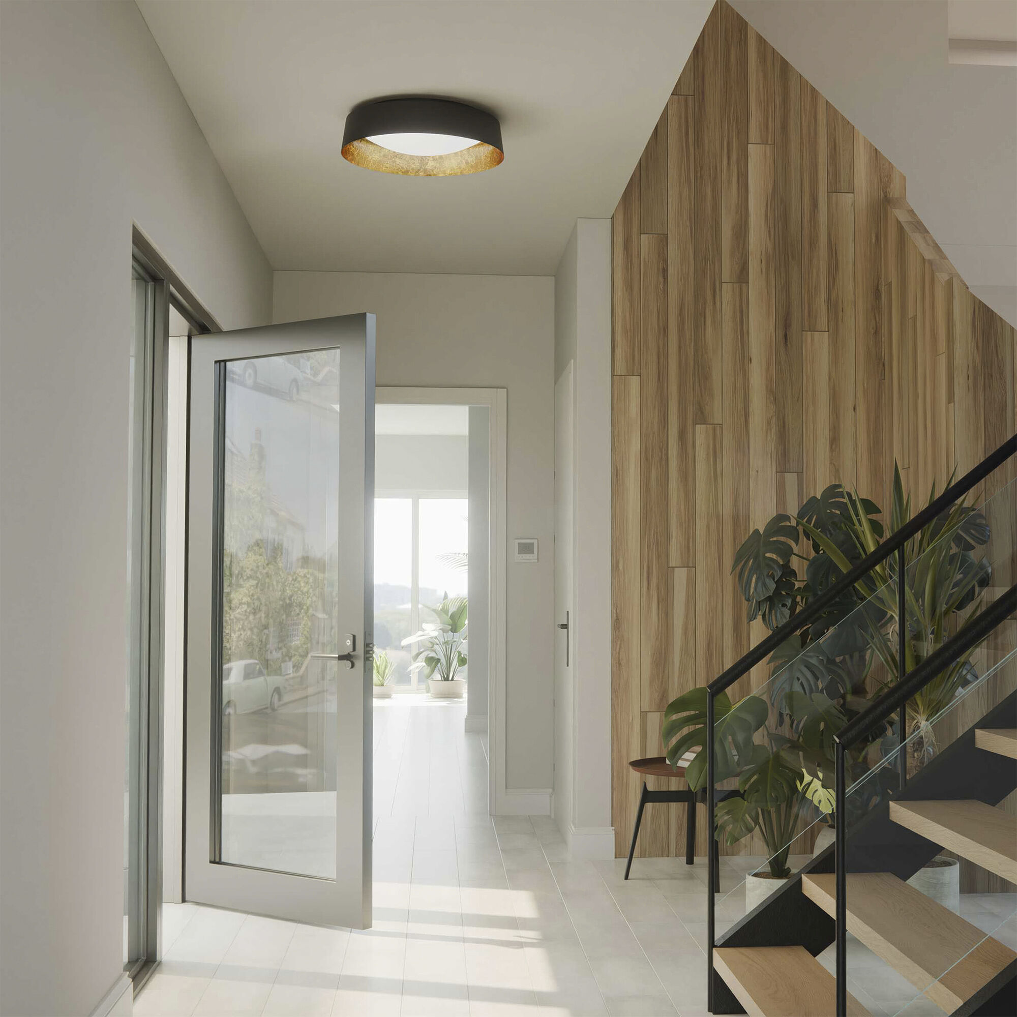 Gilt LED 22 inch Bronze Gold Leaf Indoor Ceiling Lighting