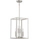 Traditional 4 Light 12 inch Brushed Nickel Pendant Ceiling Light