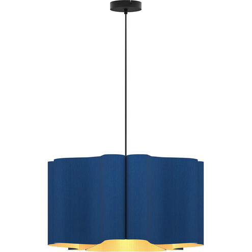 Paulina 1 Light 24 inch Black Pendant Ceiling Light in Blue/Ash, WEP Collection
