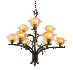 Cottonwood 9 Light 32 inch Sienna Bronze Chandelier Ceiling Light in Art Glass FALL CLEARANCE
