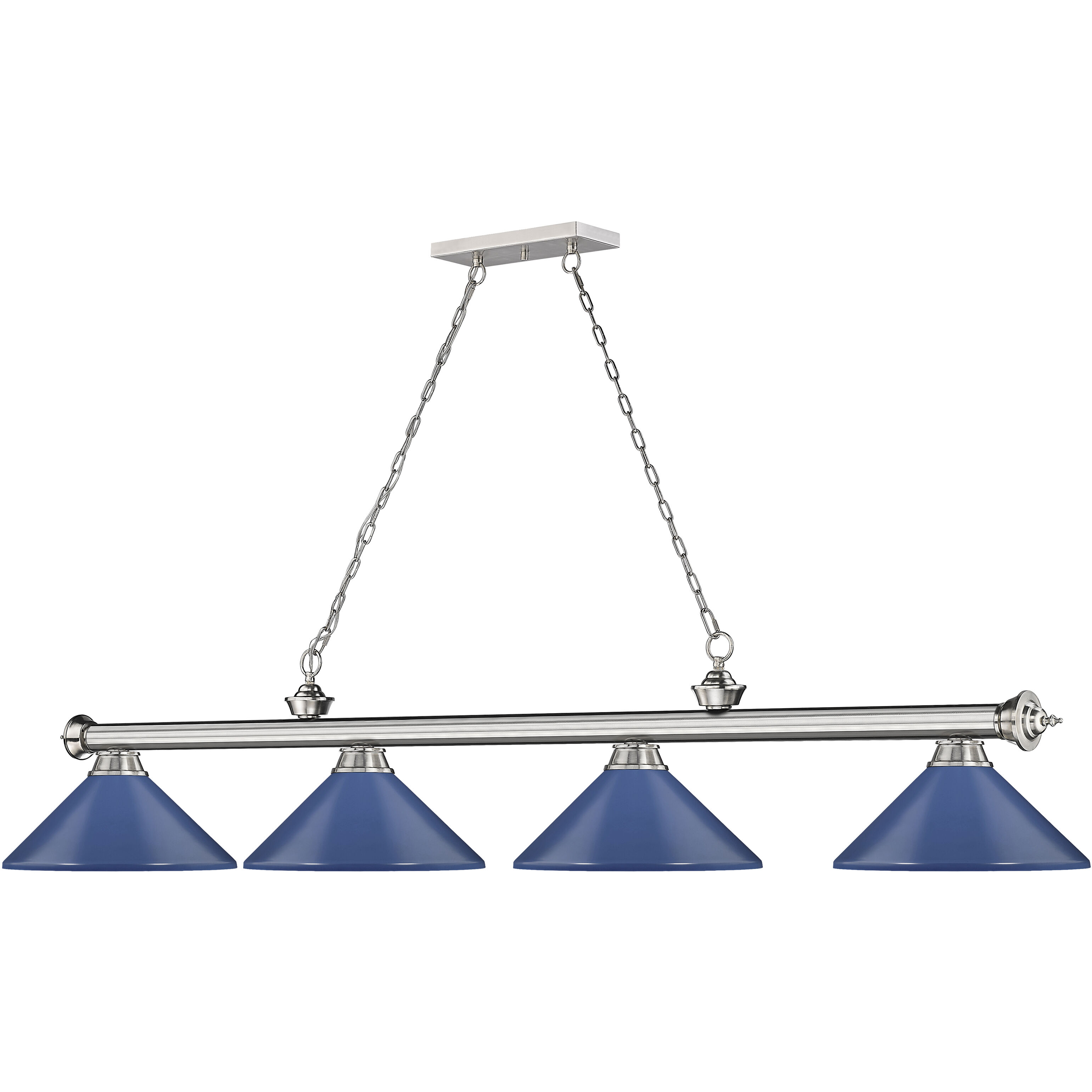 Cordon 4 Light 81.75 inch Brushed Nickel Billiard Ceiling Light in Navy Blue Steel